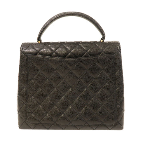 CHANEL Quilted CC GHW Vintage Handbag Caviar Leather Black