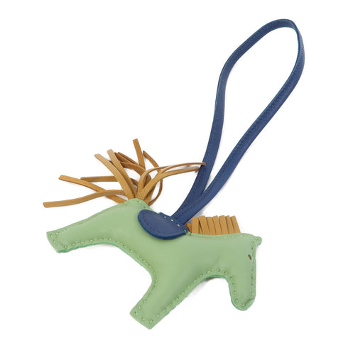 HERMES Rodeo PM Charm Veau Swift Leather Vert Criquet/Sesame/Bleu De Malte