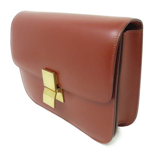 CELINE GHW Classic Box Shoulder Bag Calfskin Leather Brown v1