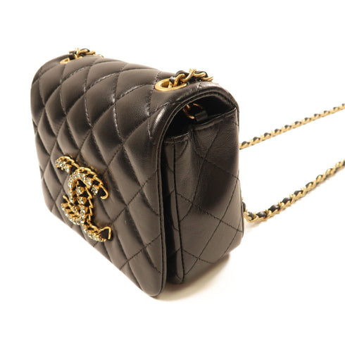 CHANEL CC GHW Chain Shoulder Lambskin Leather Black