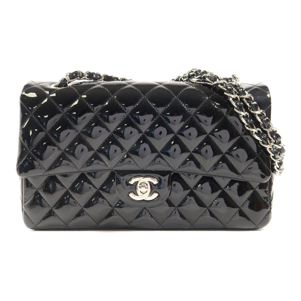 CHANEL Quilted CC SHW CF 25cm Classic Flap Shoulder Bag A01112 Patent Leather