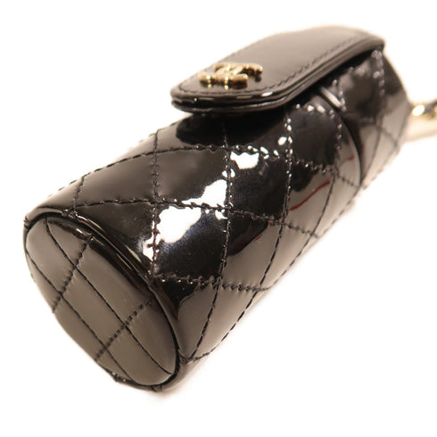 CHANEL CC GHW Chain Shoulder Bag Patent Leather Black v3