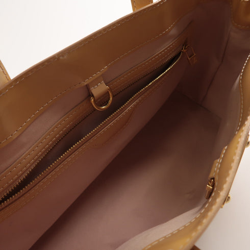 LOUIS VUITTON LV GHW Wilshire PM Handbag Monogram Vernis M91452 Beige