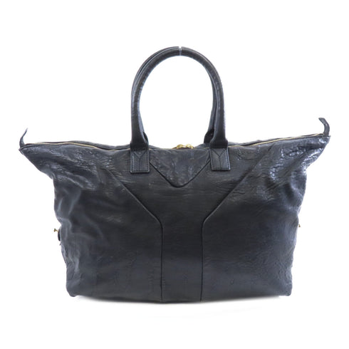 YVES SAINT LAURENT YSL GHW Handbag 200314 Embossed Leather Black