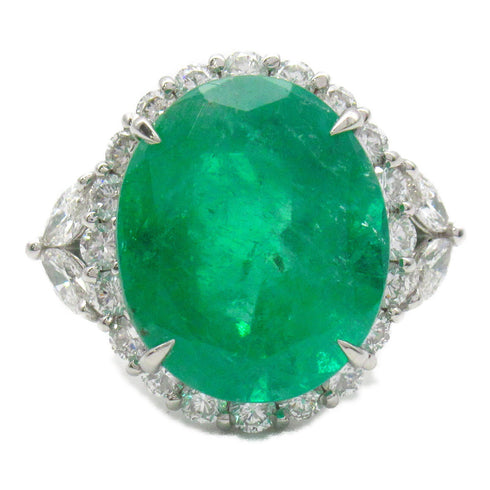 FINE JEWELRY 10.17ct Emerald 1.37 Diamond Ring PT900 Platinum US#6