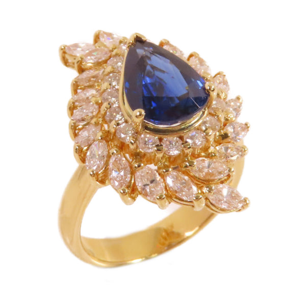 FINE JEWELRY 2.51ct Sapphire 1.61ct Diamond Ring 18K Yellow Gold US#6.5