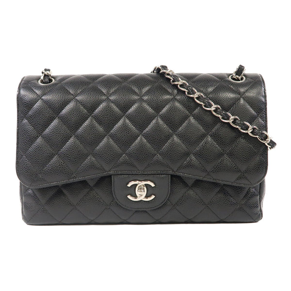 CHANEL Quilted CC SHW Classic Jumbo Chain Shoulder Bag A58600 Black