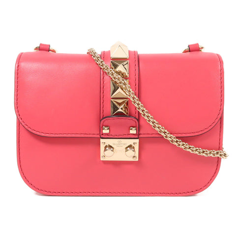 Valentino GHW Chain Shoulder Bag Leather Rose Pink