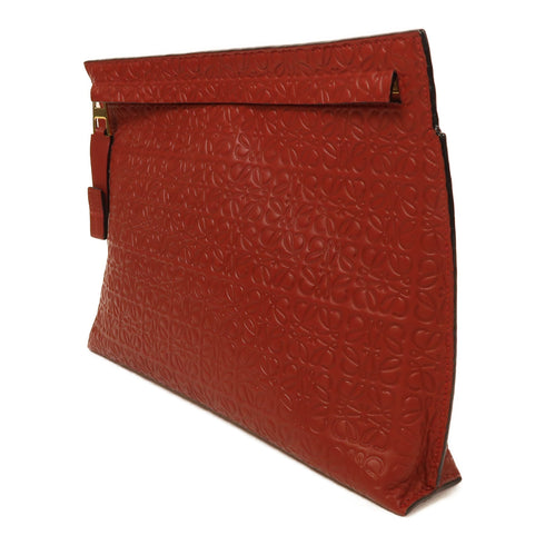 LOEWE GHW Clutch Bag Calfskin Leather Red