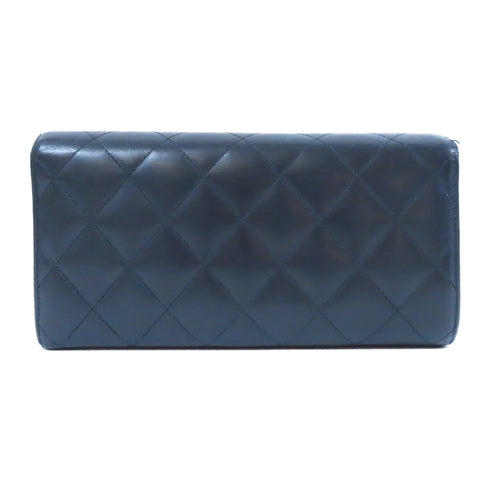 CHANEL Quilted CC SHW Cambon Line Long Wallet Calfksin Leather Black