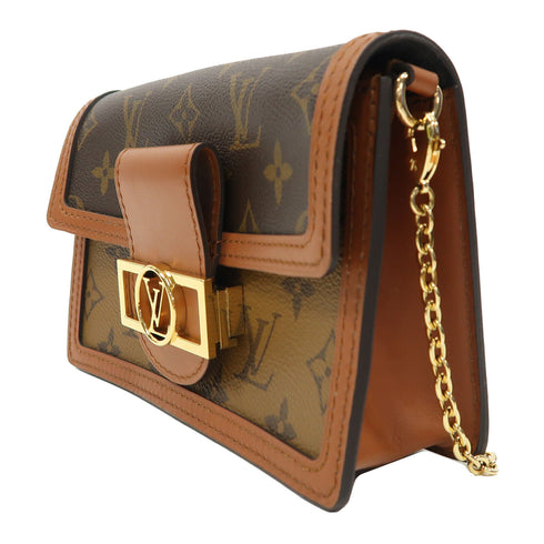 LOUIS VUITTON LV GHW Dauphine Chain Wallet Shoulder Bag M68746 Monogram Brown