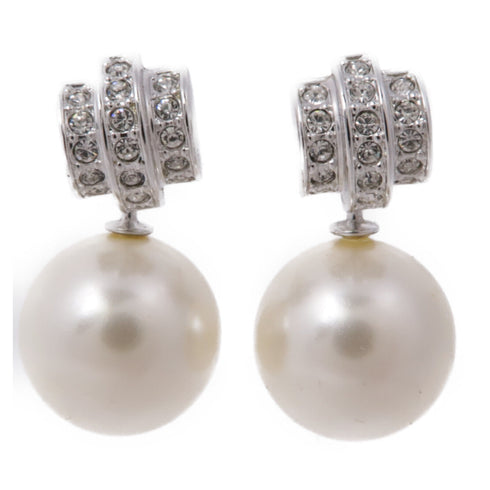 Swarovski SHW Pearl Earrings Crystal Pearl/Metal Silver/White