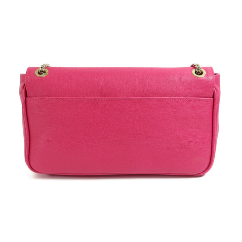Furla GHW Chain Shoulder Bag Leather Pink