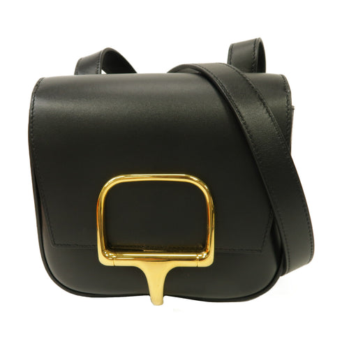 HERMES GHW Della Cavalleria Shoulder Bag Crossbody Tadelakt Leather Noir Black