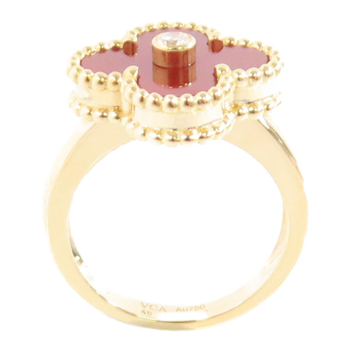 Van Cleef & Arpels Vintage Alhambra Ring#50 US#4.5 JA981772 18K YG Carnelian