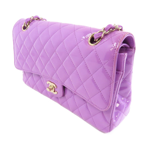 CHANEL Quilted CC GHW Classic Chain Shoulder Bag Patent Leather Purple