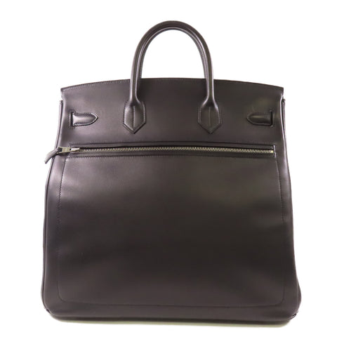 HERMES PHW Haut A Courroies 40 Tote Bag Handbag Evergrain Leather Noir Black