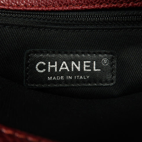 CHANEL Quilted CC SHW Chain Shoulder Bag Calfskin Leather Red v1