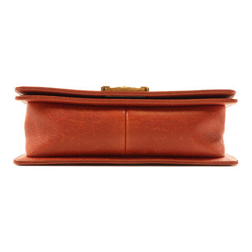 CHANEL CC Boy 25 Chain Shoulder Bag Calfskin Leather Red