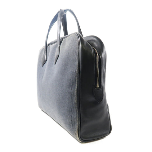 HERMES PHW Victoria 2 12H Handbag Toile H/Swift Leather Black/Grey