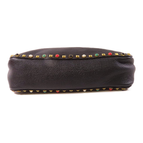 Valentino GHW Tote Bag Shoulder Bag Calfskin Leather Black