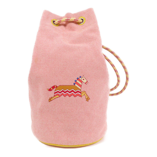 HERMES Epopee Duffle Bag Shoulder Bag Canvas Red Yellow White