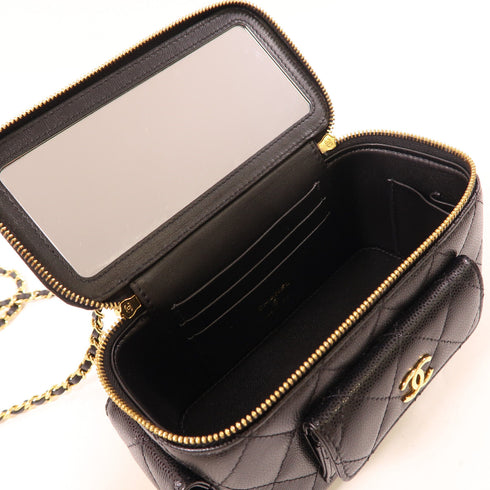 CHANEL CC GHW 2 Way Chain Shoulder Bag Calfskin Leather Black