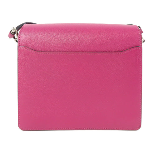 HERMES PHW Mini Roulis Shoulder Bag Evercolor Leather Rose Pourpre