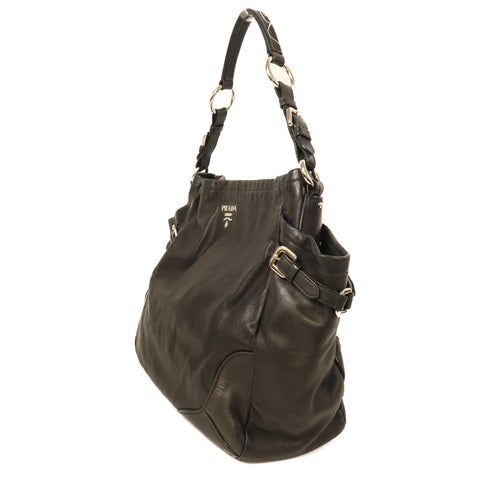 PRADA SHW Prugna Shoulder Bag BR3789 Calfskin Leather Black