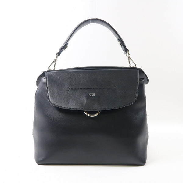 FENDI SHW Back to School 2 Way Backpack Handbag 8BZ042 Calfskin Leather Black