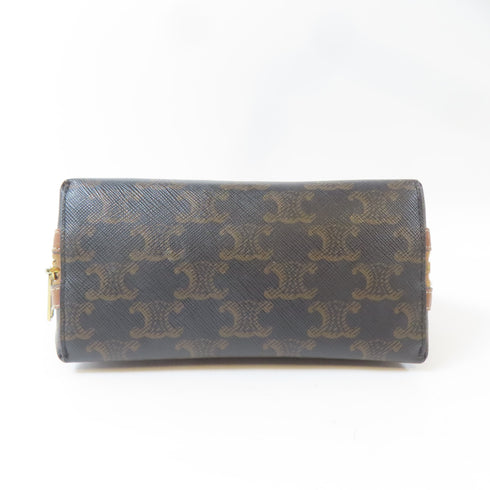 CELINE GHW Chain Shoulder Bag Pouch PVC Coated Canvas Brown