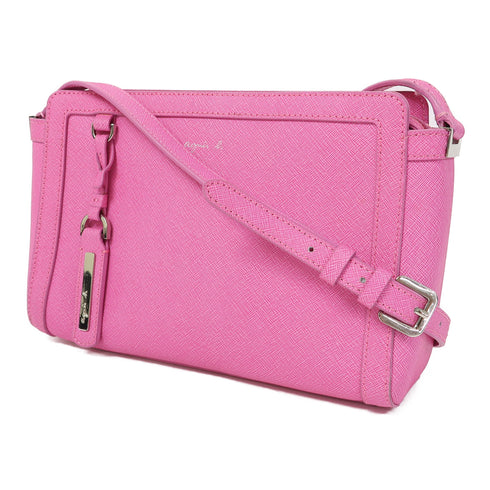 Agnes b SHW Shoulder Bag Calfskin Leather Pink