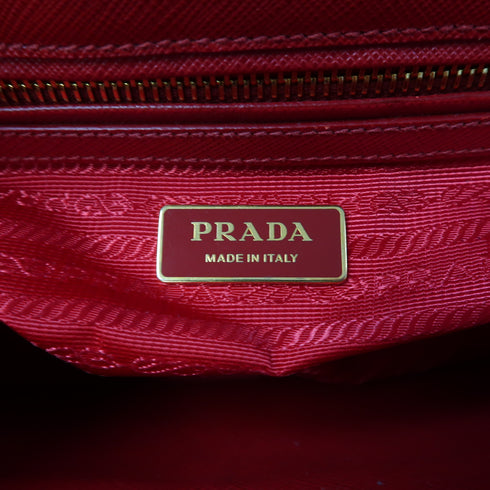 PRADA GHW Galleria Saffiano Bag 2 Way Shoulder Bag Calfskin Leather Red