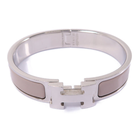 HERMES Clic H Bangle Bracelet Accessories Enamel Metal Beige