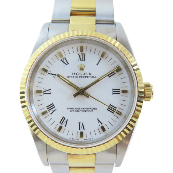 ROLEX Oyster Perpetual Automatic Watch 14233 18K Yellow Gold Stainless Steel