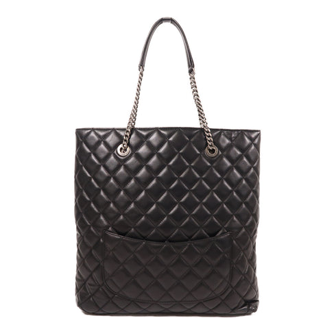 CHANEL CC Chain Shoulder Tote Bag Calfskin Leather Black