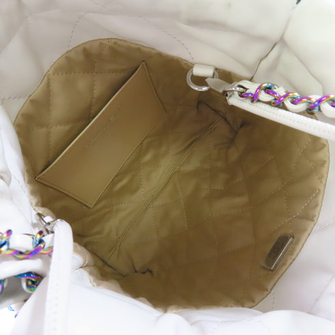 CHANEL Quilted CC Chanel 22 Hand Shoulder Bag Calfskin Leather CP3554HJ White