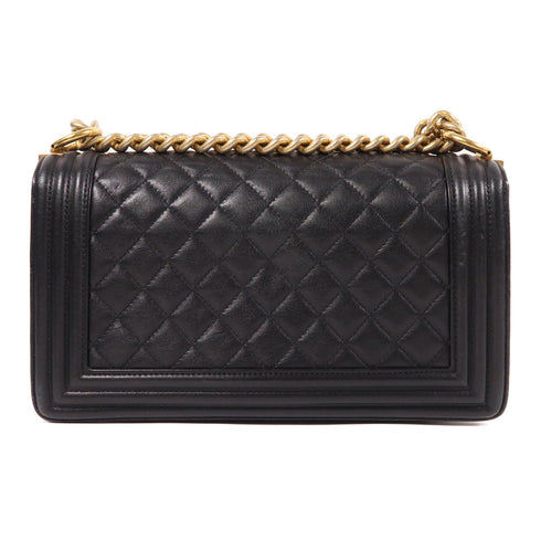 CHANEL CC GHW Boy 25cm Chain Shoulder Bag Lambskin Leather