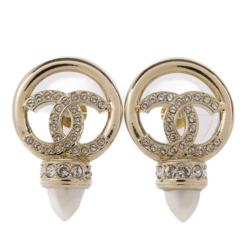 CHANEL CC Earrings Accessories Metal PVC Gold White