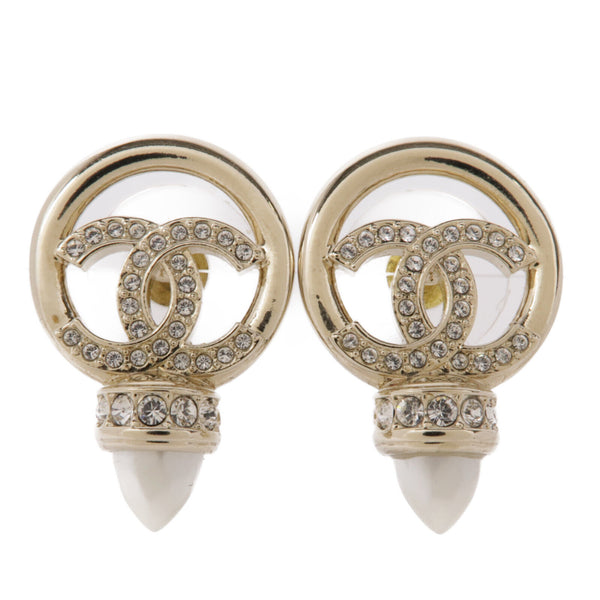 CHANEL CC Earrings Accessories Metal PVC Gold White