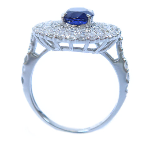Fine Jewelry 2.03ct Sapphire 1.53ct Diamond Ring US#6 6.2g PT900 Platinum