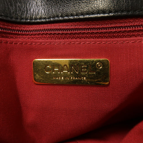 CHANEL Quilted CC GHW/SHW Chanel 19 Large 2 Way Shoulder Handbag Lambskin Black