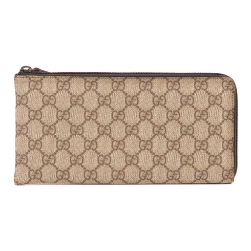 GUCCI GG Clutch Bag Pouch Coated Canvas Brown