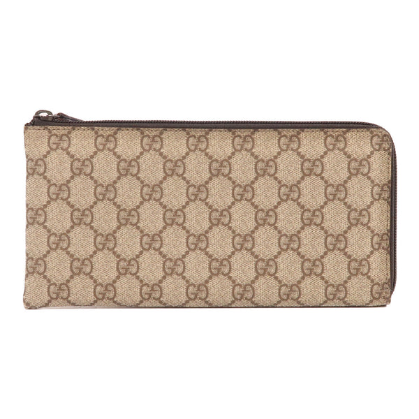 GUCCI GG Clutch Bag Pouch Coated Canvas Brown