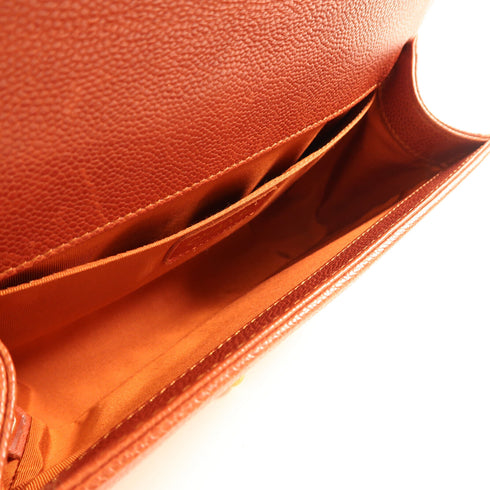 CHANEL CC Boy 25 Chain Shoulder Bag Calfskin Leather Red