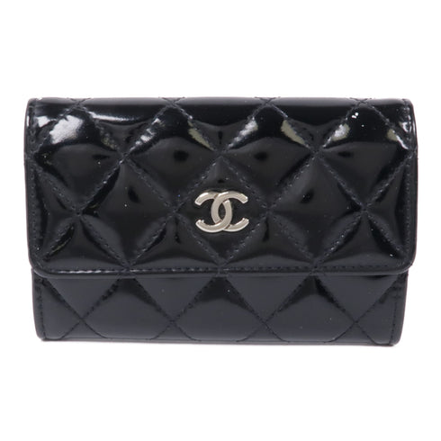 CHANEL CC SHW Card Case Patent Leather Black