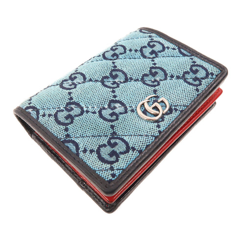 GUCCI GG SHW Fold Wallet 466492 Canvas Blue/Pink