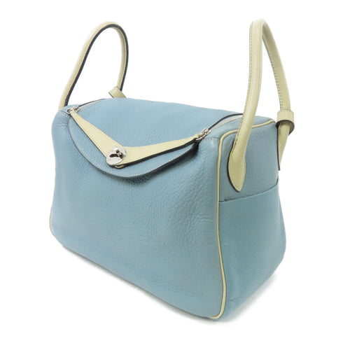 HERMES PHW Lindy 30 2way Shoulder Bag Clemence Leather Ciel/Parchemin Blue