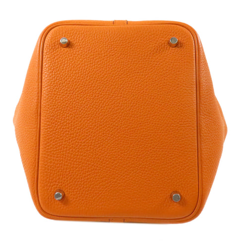 HERMES PHW Picotin MM Tote Bag Taurillon Clemence Leather Orange