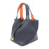 HERMES GHW Picotin MM Hand Bag/Bucket Tote Bag Clemence Leather Midnight/Orange